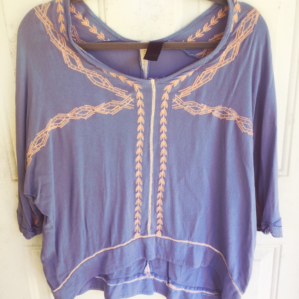 Short Sleeve Blue Blouse